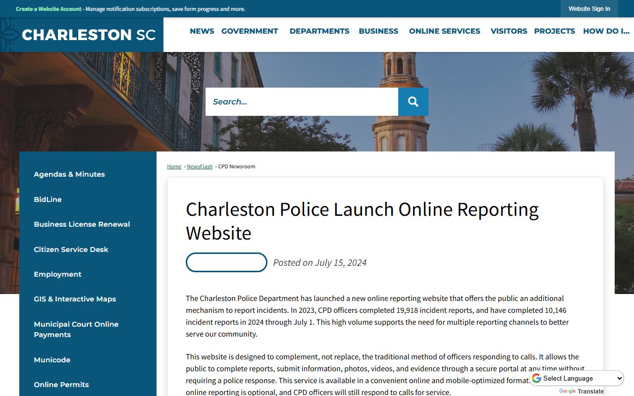 Charleston Police Department officers and patrol vehicles
