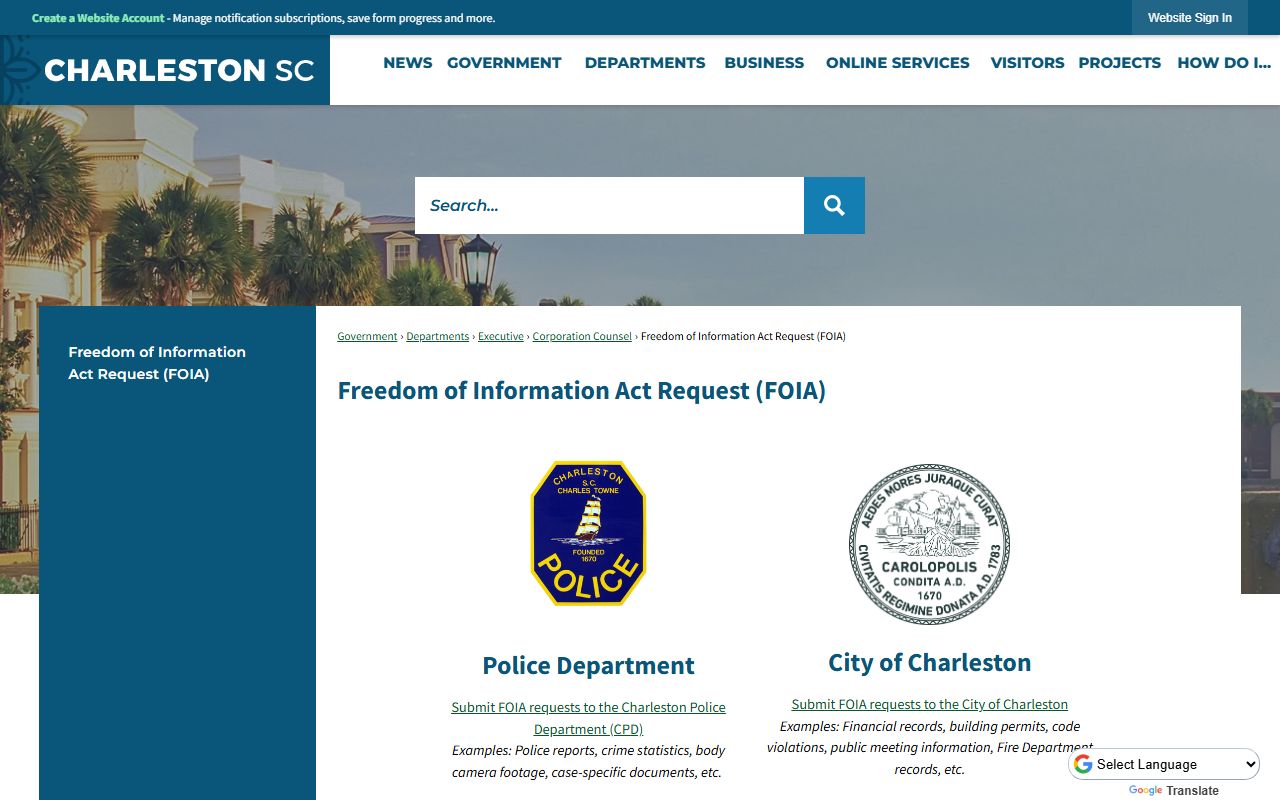 Charleston County public records request information