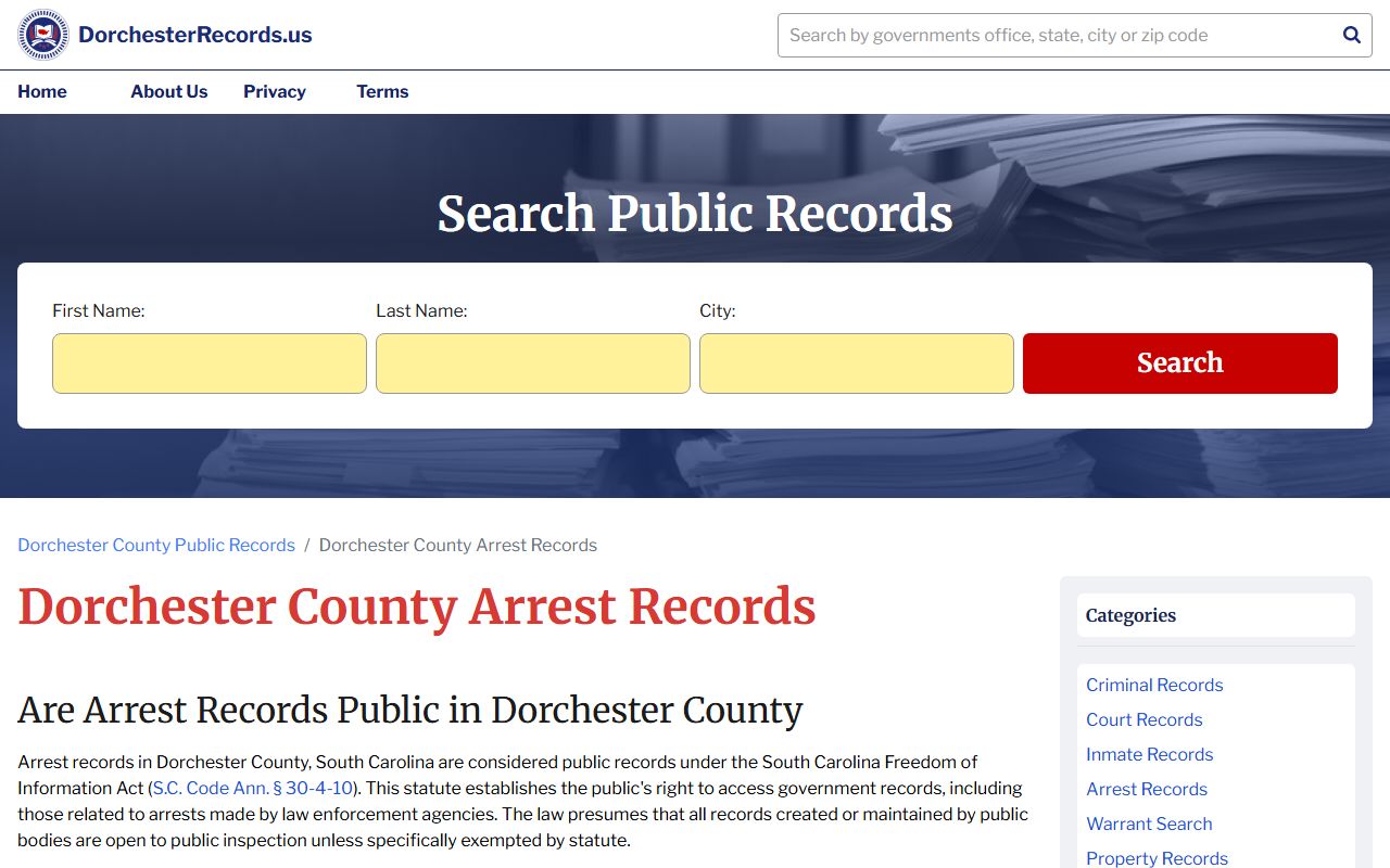 Dorchester County Detention Center inmate search portal