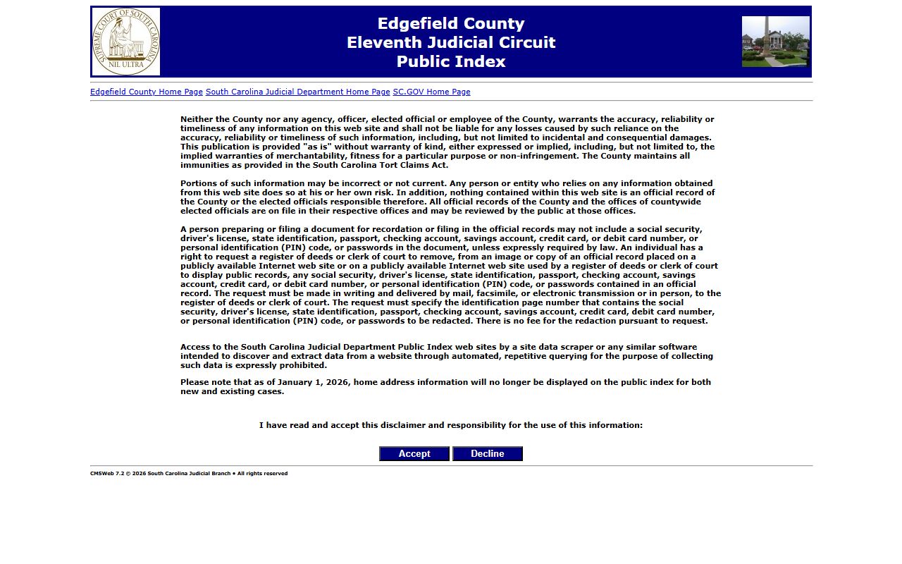 Edgefield County Jail inmate search and booking information