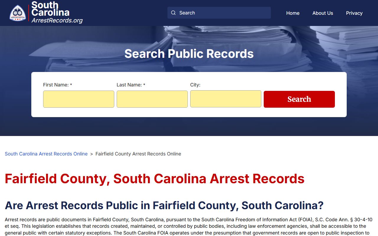 Fairfield County Sheriff's Office arrest records information