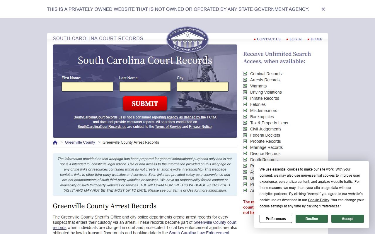 Greenville County Sheriff's Office online services and crime maps