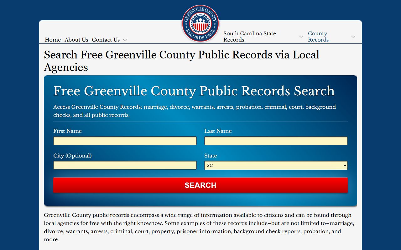 Greenville County Detention Center inmate search and records