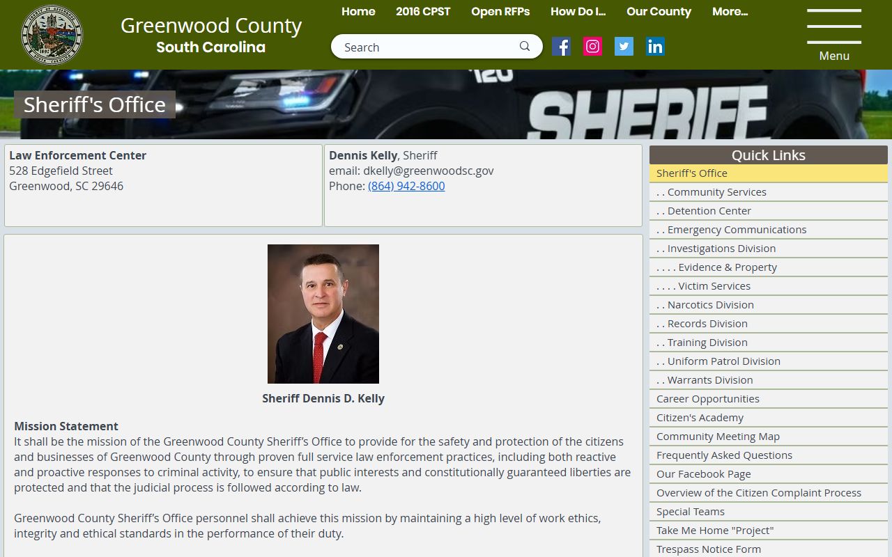 Greenwood County Sheriff's Office website and community programs