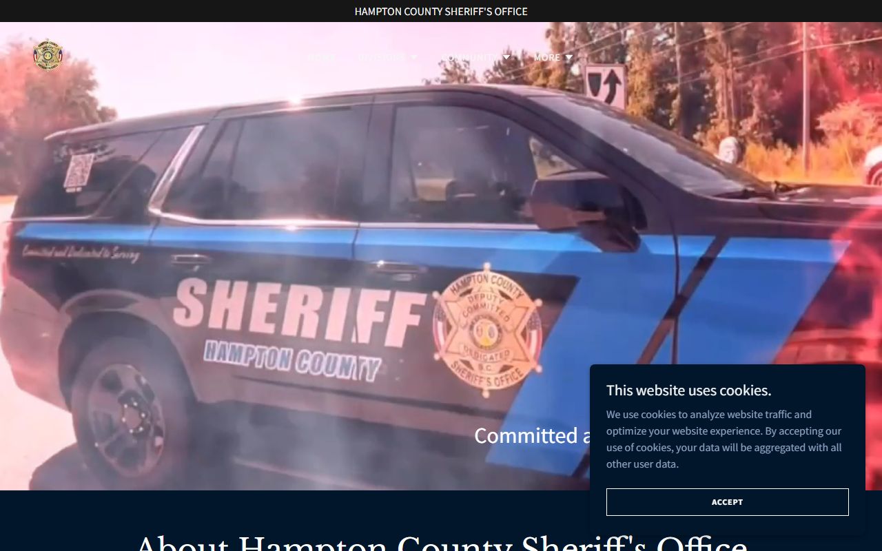 Hampton County Sheriff's Office website for police blotter records
