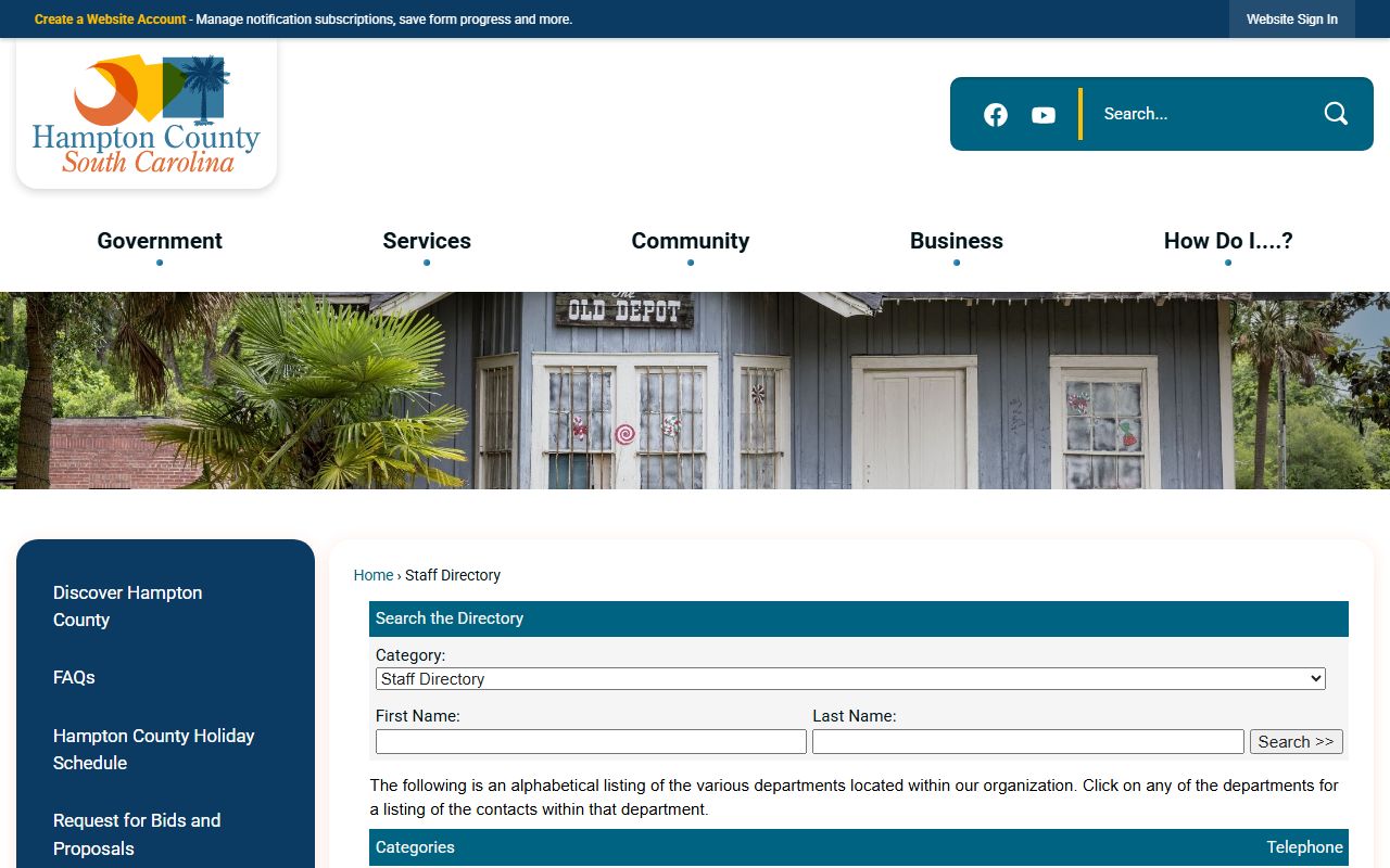 Hampton County government directory for public records access