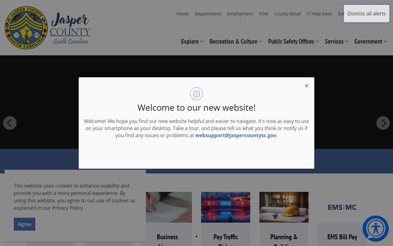 Jasper County government website for public records access