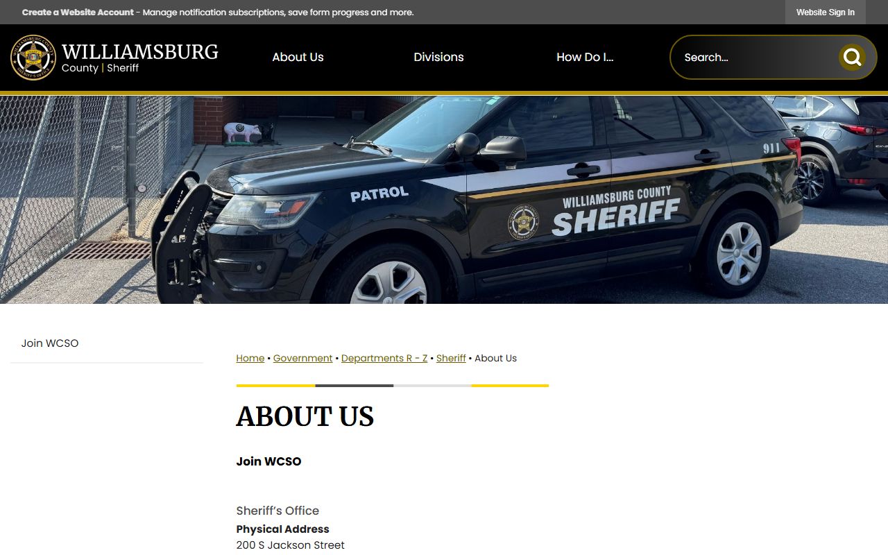 Williamsburg County Sheriff's Office building in Kingstree