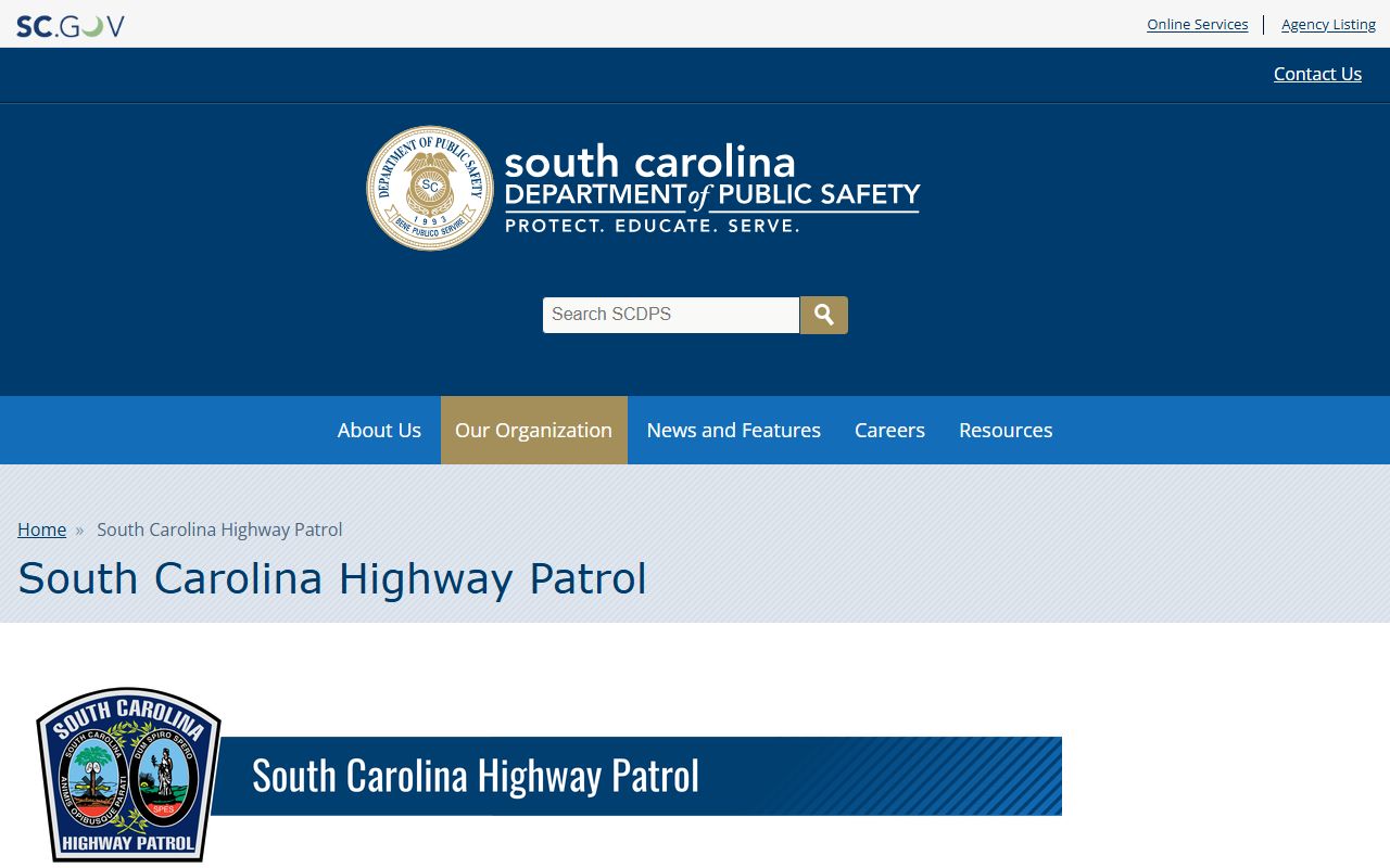 South Carolina Highway Patrol official website