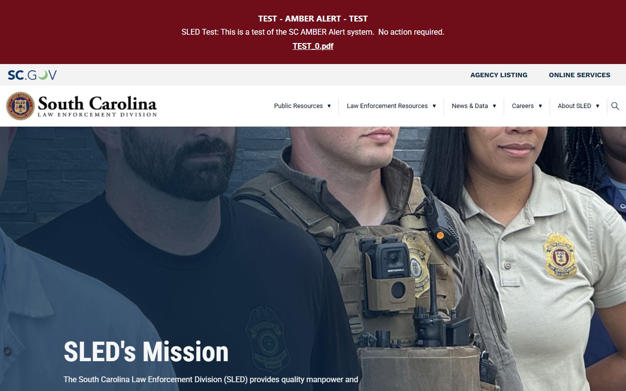South Carolina Law Enforcement Division website for criminal records