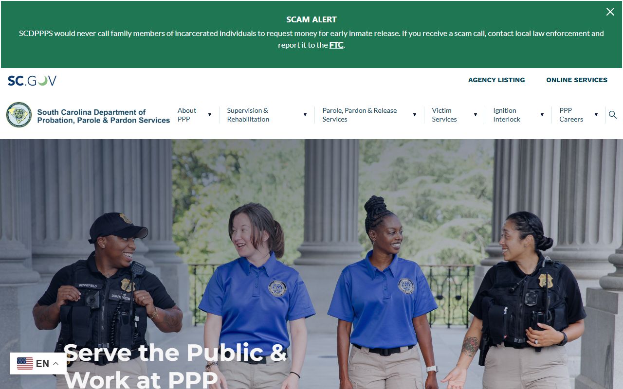 South Carolina Probation Parole and Pardon Services website